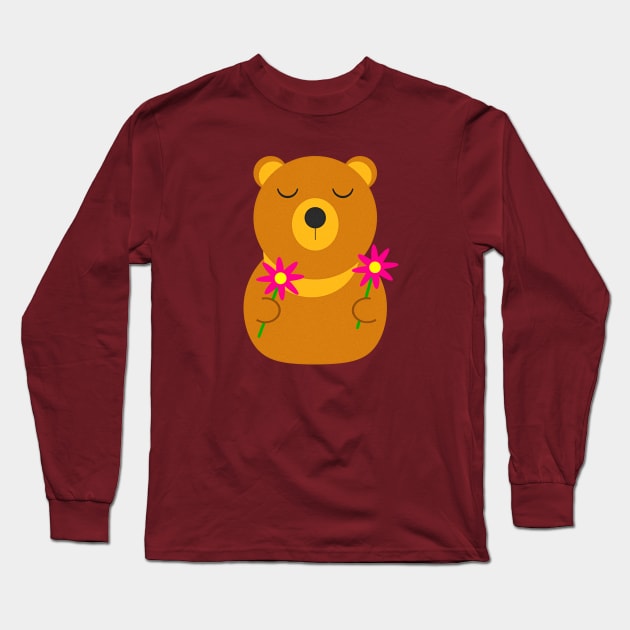 Adorable Flower Teddy Long Sleeve T-Shirt by This Cute Eel